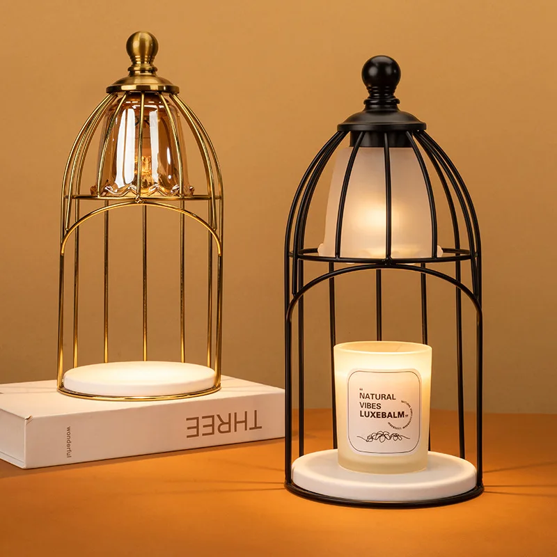 Retro Birdcage Wax Melting Lamp No Fire Diffuser Desk Lamp, Aromatherapy Lamp Ambient Light Regular Bedside Night Light Dimmable