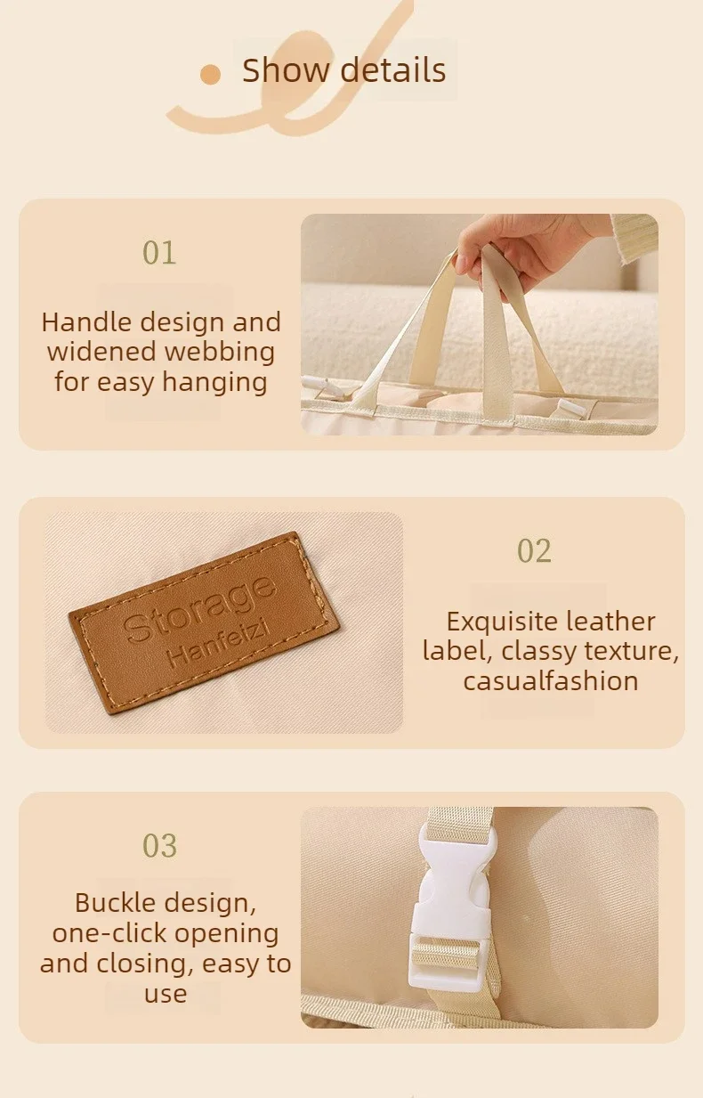 Reise-Hängeaufbewahrungstasche Tragbarer Faltbarer Mehrfach-Organizer für Kleidung und Accessoires – Detail 13