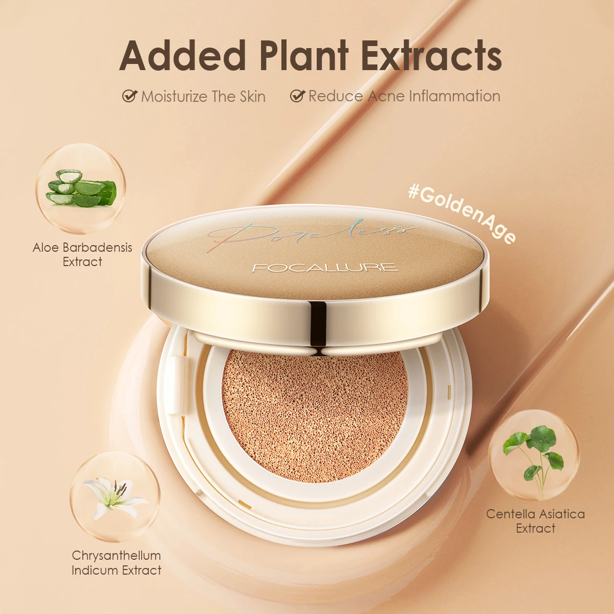 Wholesale FOCALLURE Foundation Air Cushion Waterproof Matte Base Poreless Full Coverage Face Cream Smooth Foundation Cosmetics