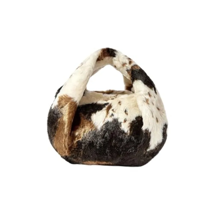 

RoseSeek Women's Cow Print Handbags Faux Fur Top Handle Bags Cute Y2k Hand Purse