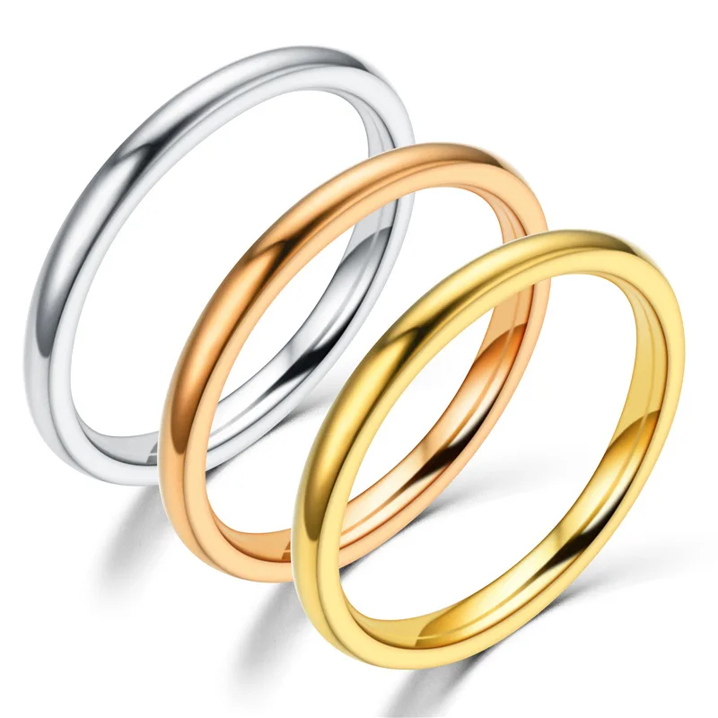 Newly Simple Stainless Steel Circle Rings for Women Fashion Fine Girls Engagement Ring Jewelry Accessories Gifts