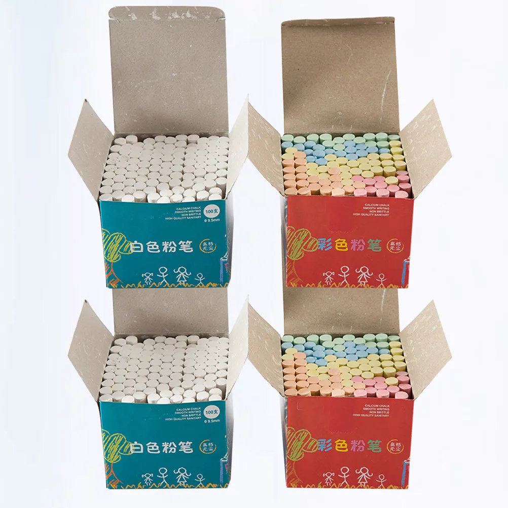 4 Boxes Dust Free Chalk Teachers Essential Green Chalk Made of High Molecular Polymer White Colored Chalks for Writing Drawing