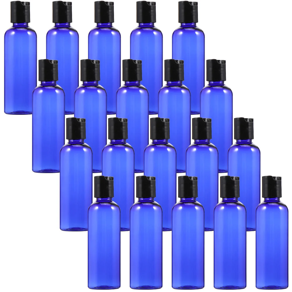 

20 Pcs Round Shoulder Bottle Blue Shampoo Mini Bottles Travel and Conditioner Perfume Dispenser Pump Refillable Empty