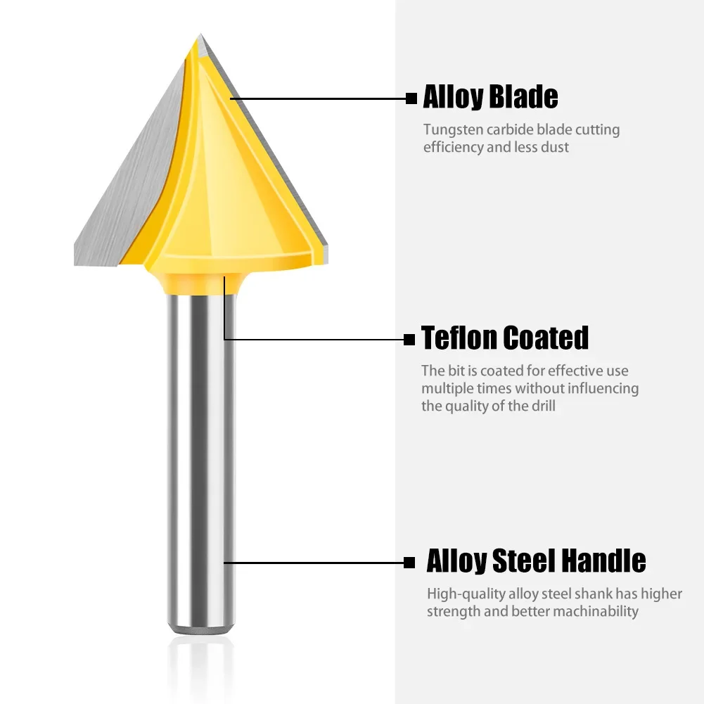 1PC 6mm Shank 90 Degree V-shaped 3D Router Bit Computer Carving Router Bit Woodworking Router Bit V-shaped Milling Cutter