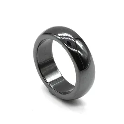 5pcs Natural Black Hematite Magnetic Stone Healing Ring 6mm Band Sizes 5 Through 12 Men Womens Ring Jewelry Girls Gifts