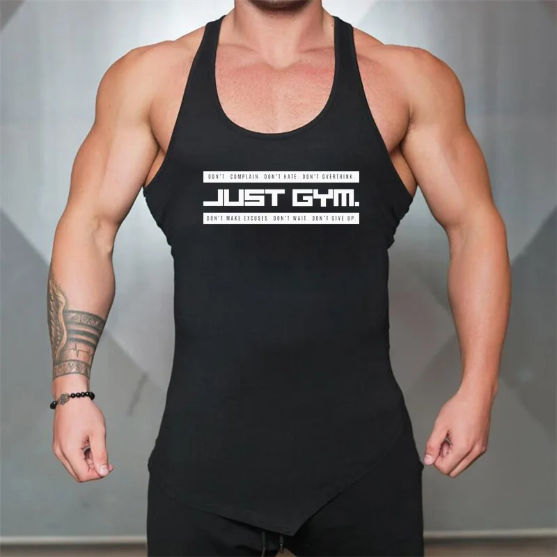 Men\'s Fitness Irregular Hem Tank Tops Running Sport Cotton Breathable Sleeveless Shirt Gym Bodybuilding Training Slim Fit Vests