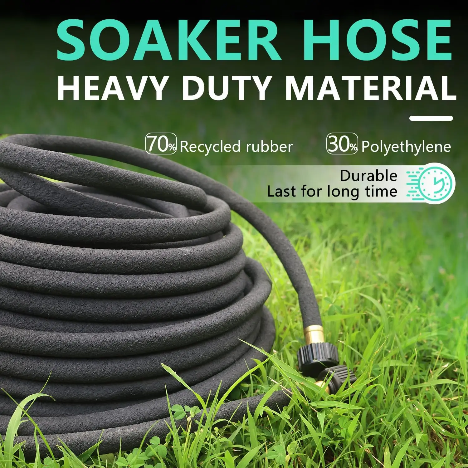 1/2’’ Soaker Hose 100 Ft for Garden Beds, Heavy Duty Soaker Hoses for Garden 100 Ft for Water Saving