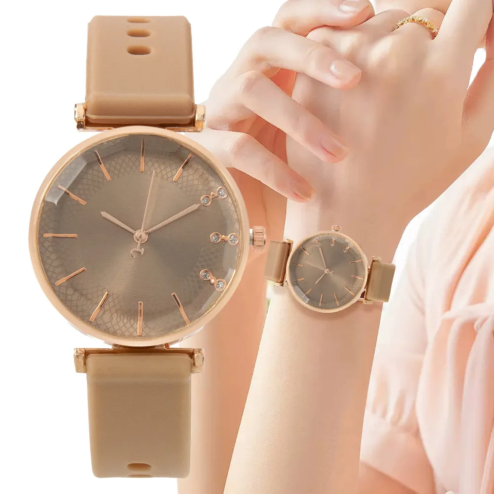 Fashion Simple With Diamonds Ladies Quartz Watches Hot 2025 Sports Brands Women Silicone Strap Dress Clock Gifts Wristwatches