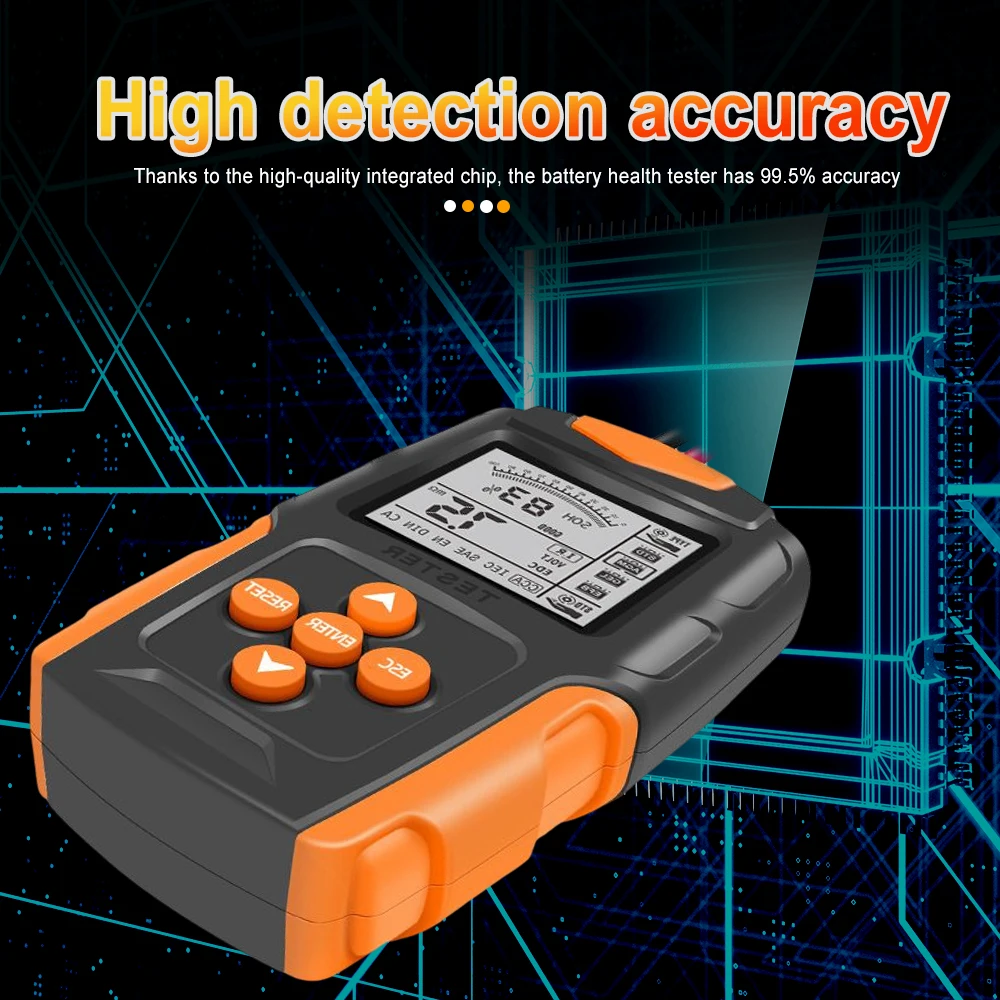 DM 12V 24V Tester batteria per auto LCD arancione analizzatore caricatore strumento diagnostico Gel AGM WET CA SLA Batterie CCA IR SOH misurazione