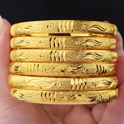 Goldlen Middle East 6-piece Ethiopian Girl Copper Bracelets Dubai Women's Fashion Jewelry Ethiopian Bride Wedding Gift