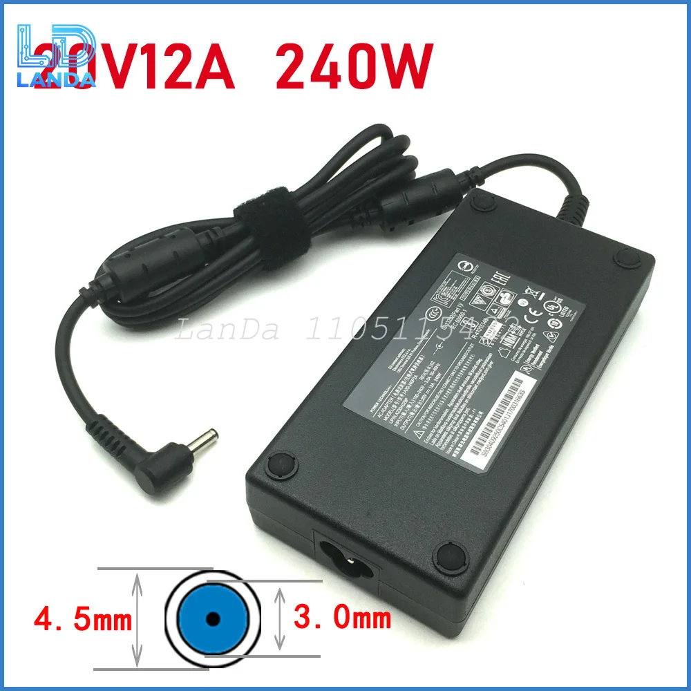 Genuine 240W 20V 12A Laptop Charger for Chicony MSI 15 Gigabyte Aorus 17 16X A20-240P2A Power Adapter 4.5x3.0mm