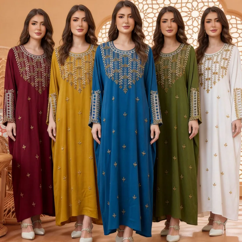 

Женское платье для Ид, мусульманская абайя, кафтан для Рамадана, праздничные платья, украшенные стразами, арабские длинные халаты, марокканские и дубайские абайи, джалабия 2026