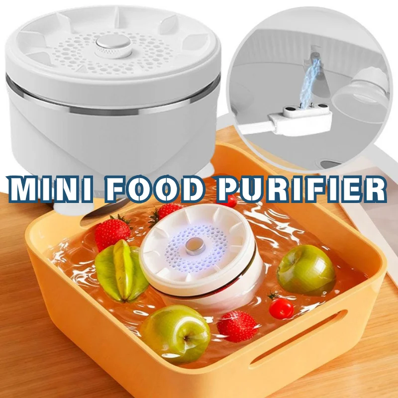 Wireless Mini Food Purifier Portable Fruit Vegetable Cleaner Remove Pesticide For Fruits Vegetables Meat Seafood Home Use
