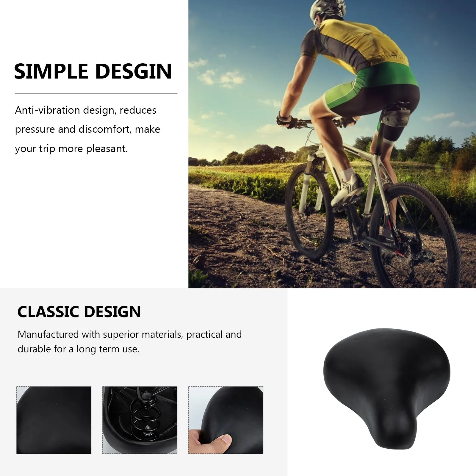 

Super Soft Saddle Bike Seat Wide Padded Cover Iron Cushion Women Comfortable Mountain Bikes Seats Replacement