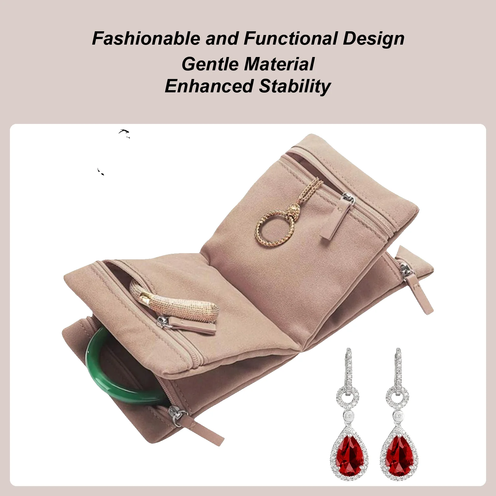 

Foldable Jewelry Organizer Multiple Compartments High Capacity Travel Jewelry Storage Bag Zipper Delicate Clutch Bag Travel