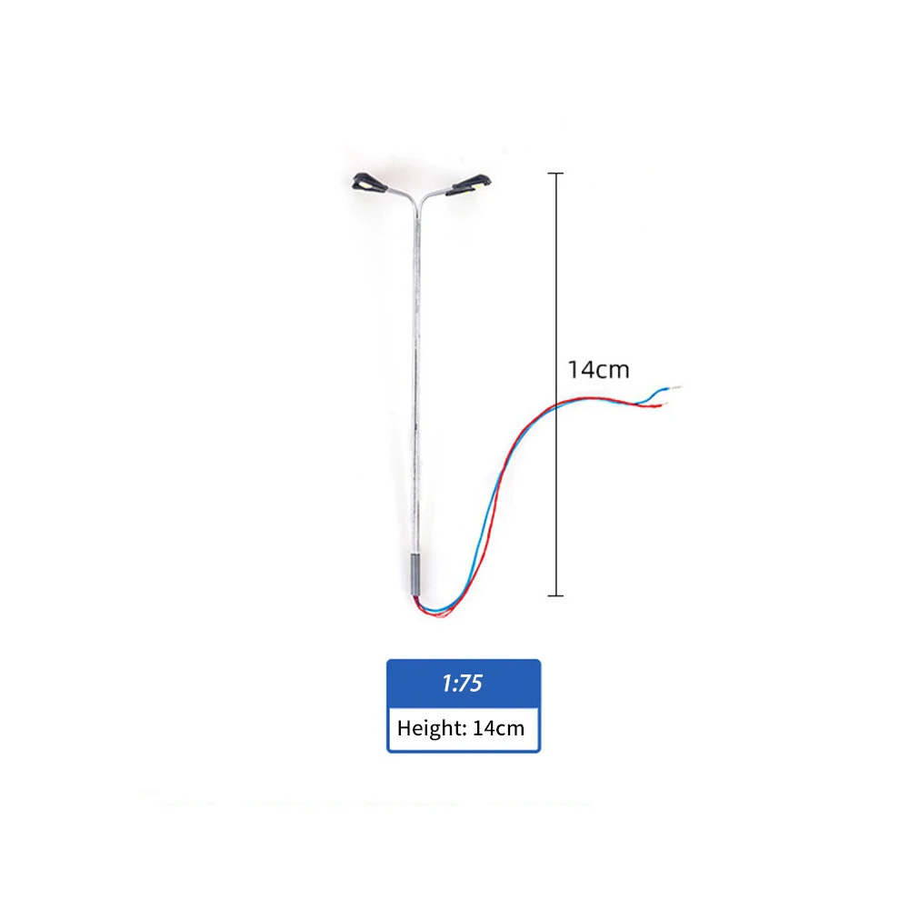 10 szt. Modelowa światła uliczne kolejowa 1:75 HO w skali miniaturowa architektura latarnia DIY 3V LED pojedyncza, dwie czterogłowe lampy Model