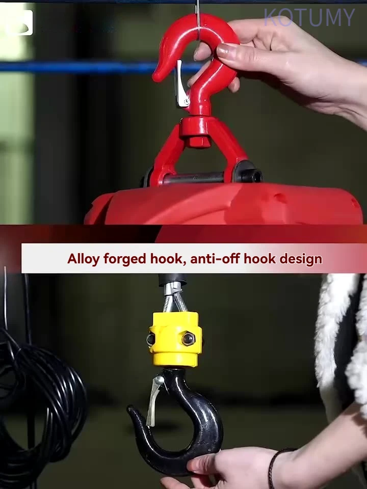 220V Portable Mini Wire Rope Electric Hoist 200kg | Wireless Remote & Pendant Control Lifting Winch