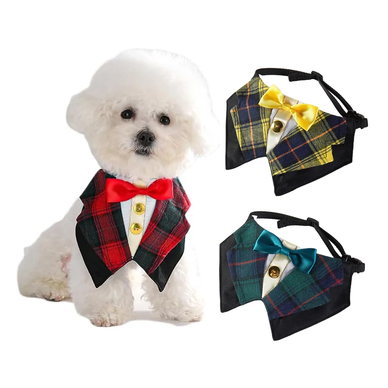 

Dog Tuxedo Formal Cat Wedding Bandana Dog Collar with Bow Tie Cat Birthday Costume Valentines Outfit Pet