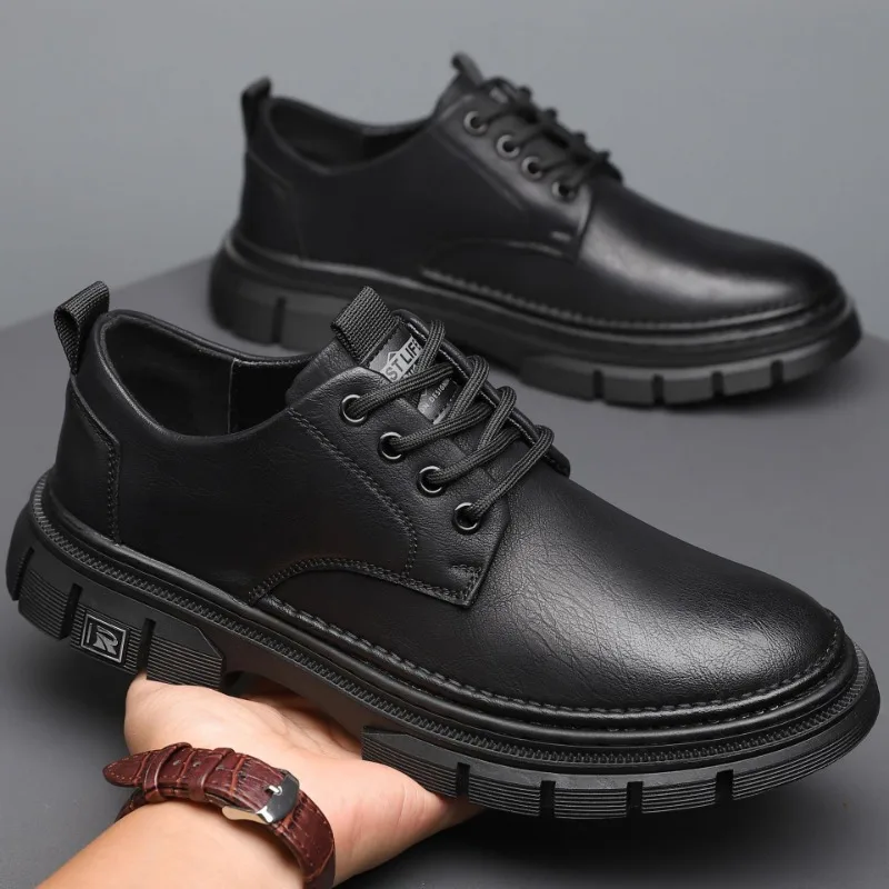 Spring Autumn Platform Shoes for Man Designer Soft-soled Casual Men\'s Driving Shoes Fashion Solid Color Business Men Dress Shoes