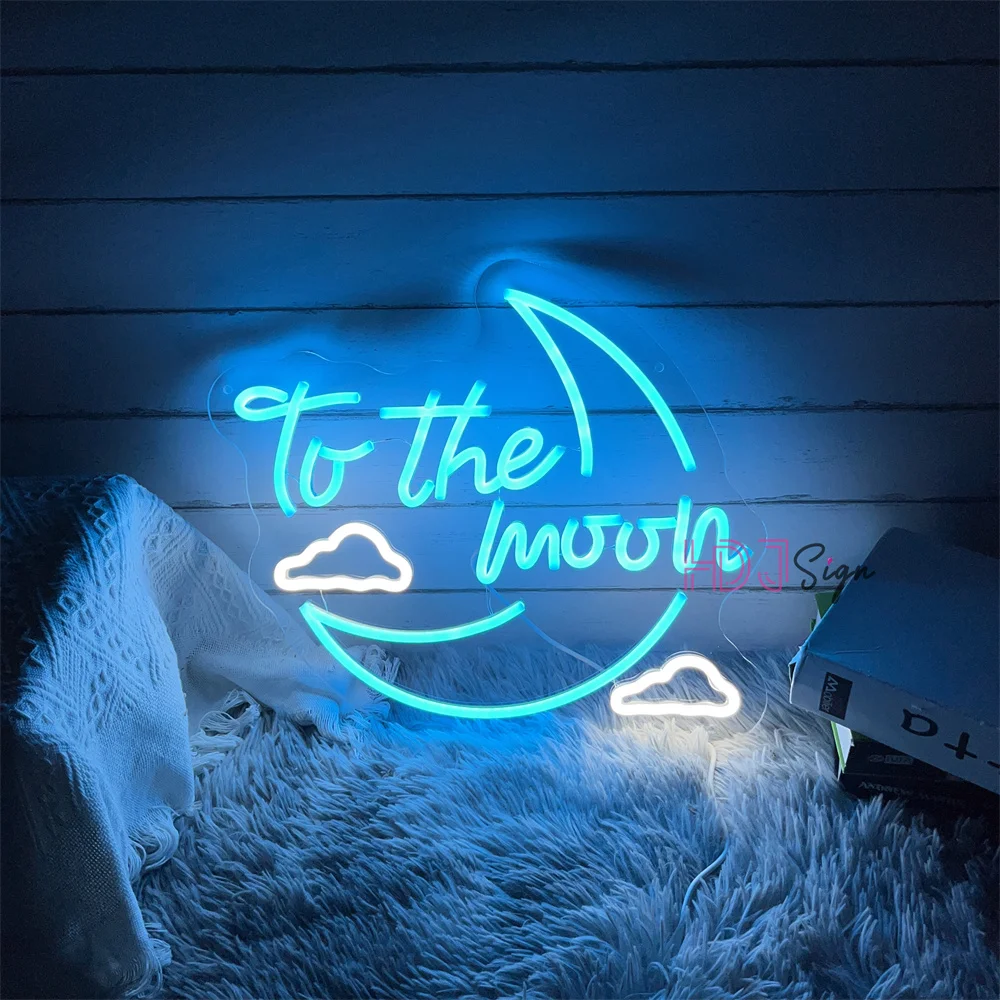 To The Moon Neon Sign Happy Birthday Neon Led Light sign For Wedding Party Decoration Letters Wall Room Decor Neon Lamps