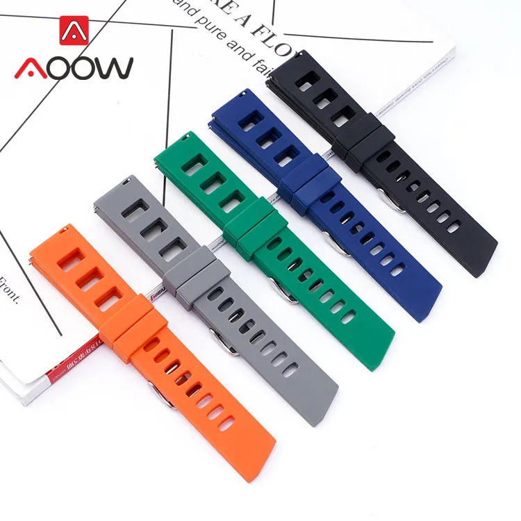 20mm 22mm Silicone Sport Strap Quick Release Square Hole Waterproof Men Rubber Replace Watch Band for Seiko for Citizen Huawei