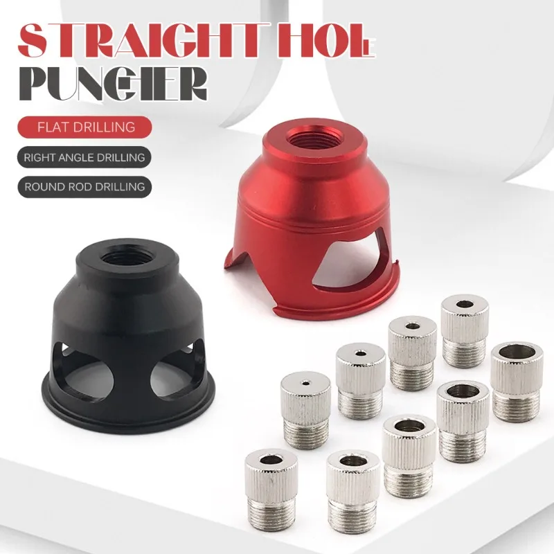 Vertical Hole Drilling Positioner, Premium Aluminum Drilling Jig, Punching & Deburring Tool for Workbench Hole Processing