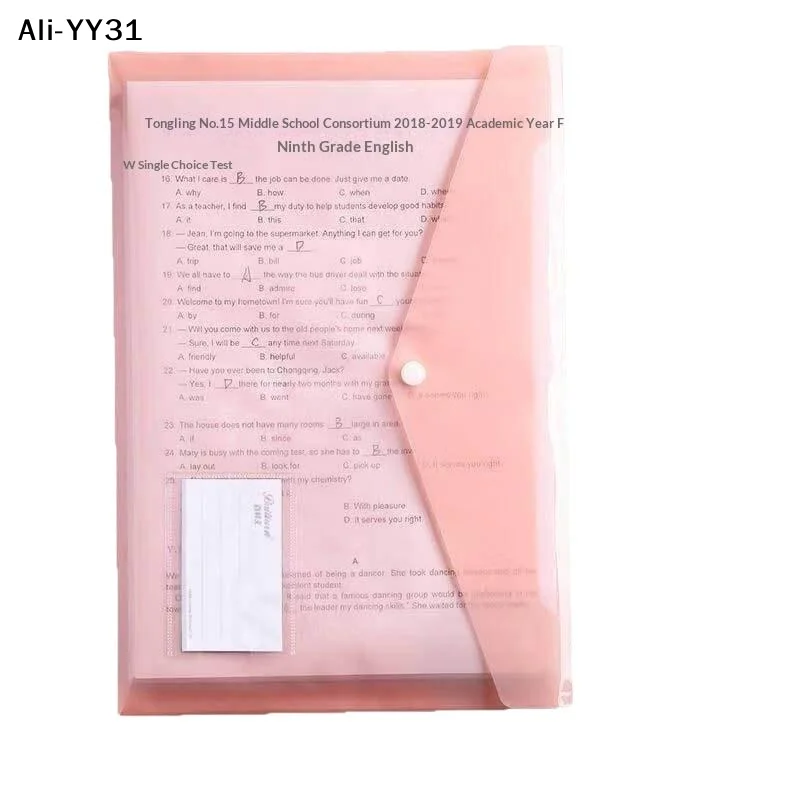 【AW8】 10 Stück A4 transparente Kunststoff-Aktenordner, wasserdichte PP-Dokumententaschen, Aufbewahrungstaschen für Testpapiere, Büroorganisation, Schreibwarenbedarf