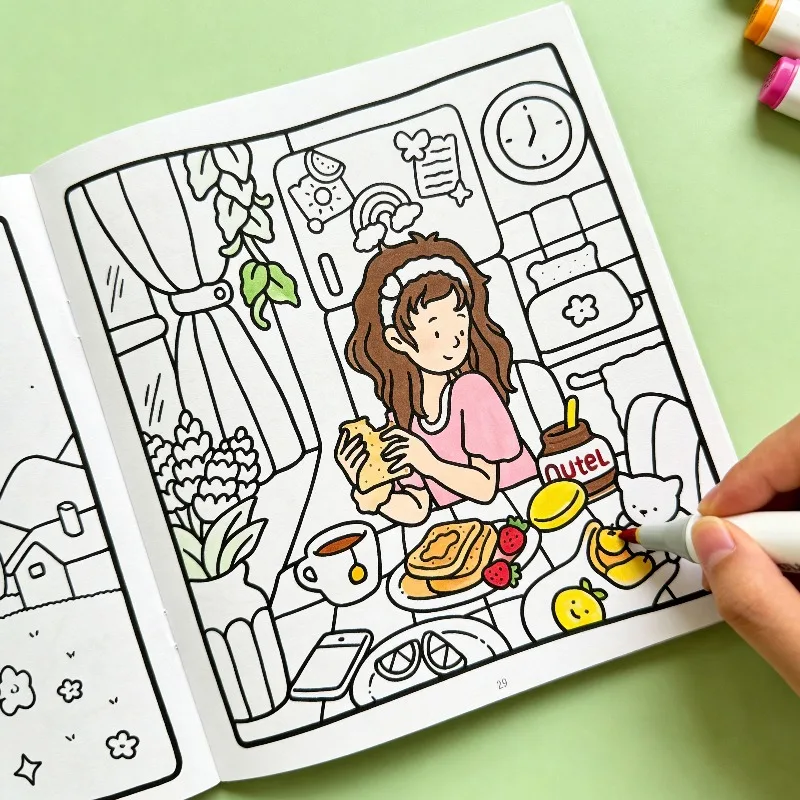 A Girl's Warm Moment Coloring Book 24 Page Fun Coloring Book DIY Family Fun Choice A Great Birthday Gift Creative Entertainment