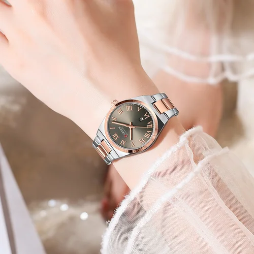 Imagen 2 del producto Reloj Curren 9095 para mujer, calendario, marca superior, elegante reloj de pulsera de cuarzo de lujo, regalos de cumpleaños para mujer