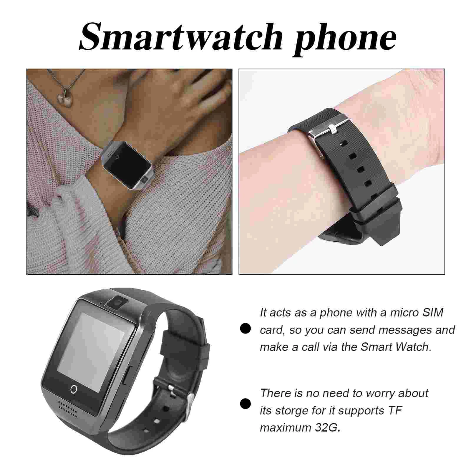 Q18 Smart Wrist Watch Smartwatch Phone with Camera /SIM Slot GSM Anti-lost Watch (Black) blueteeth smartwatch