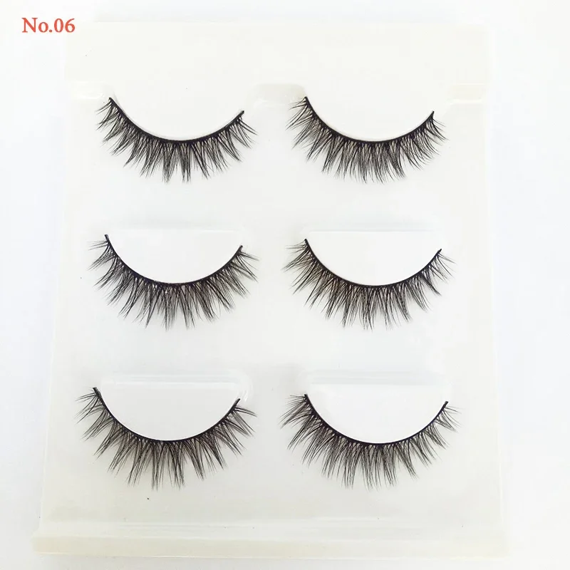 3 pares de pestañas postizas 3D para mujer, herramientas de maquillaje de ojos con barra Natural suave, pestañas gruesas de estilo cruzado, pestañas de tira completa