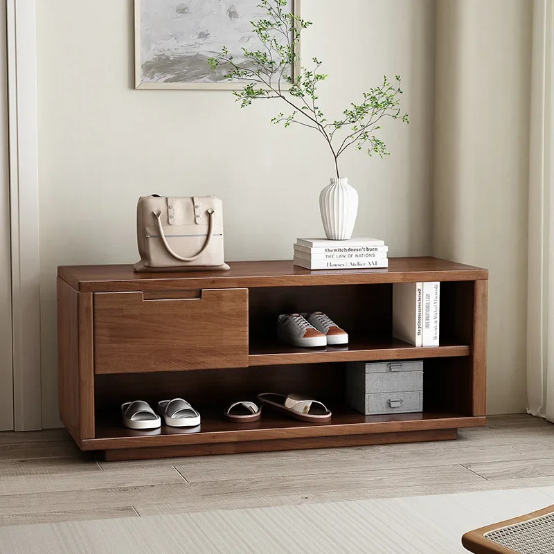 Solid wood shoe changing stool household door  stool simple modern  rack seat stool integrated sitting shoe cabinet with