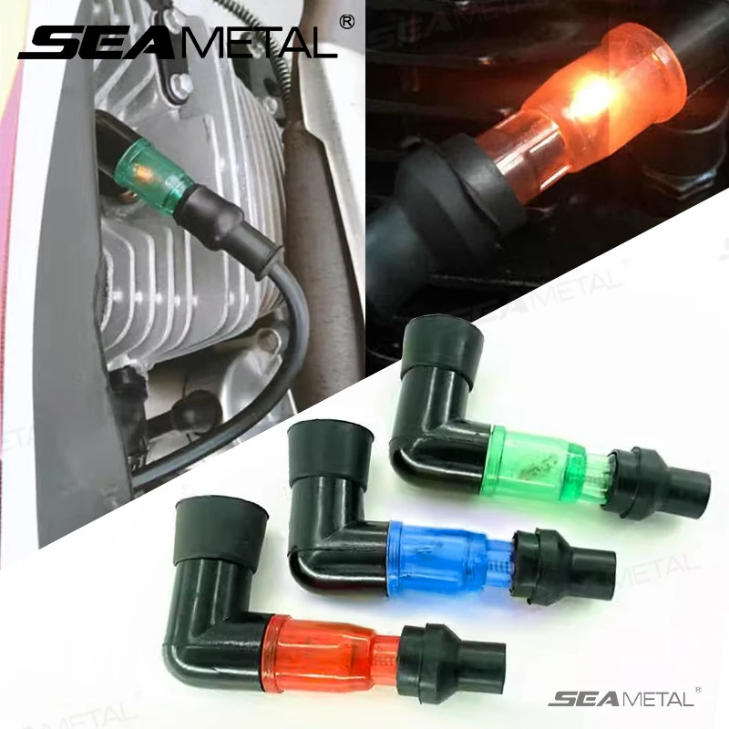 SEAMETAL Motorcycle Flash Spark Plug Cap 90 Degree Universall Motorcycle Ignition Flashing Spark Plug Cap Heat Resistant