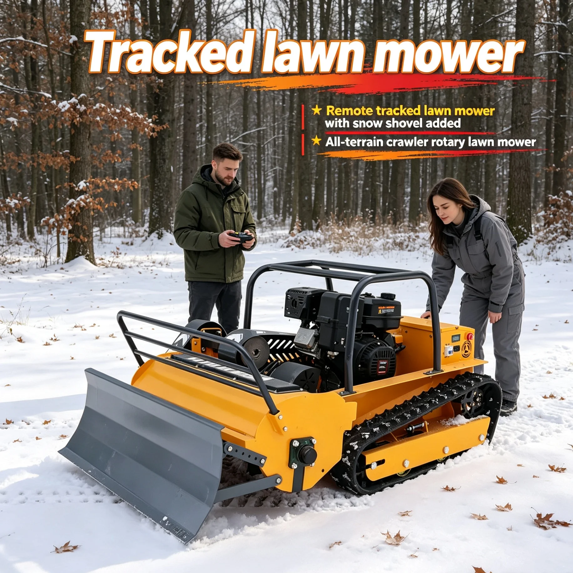 Customized CE all-terrain crawler mower supports GPS & warning light installation to boost large green belt project working