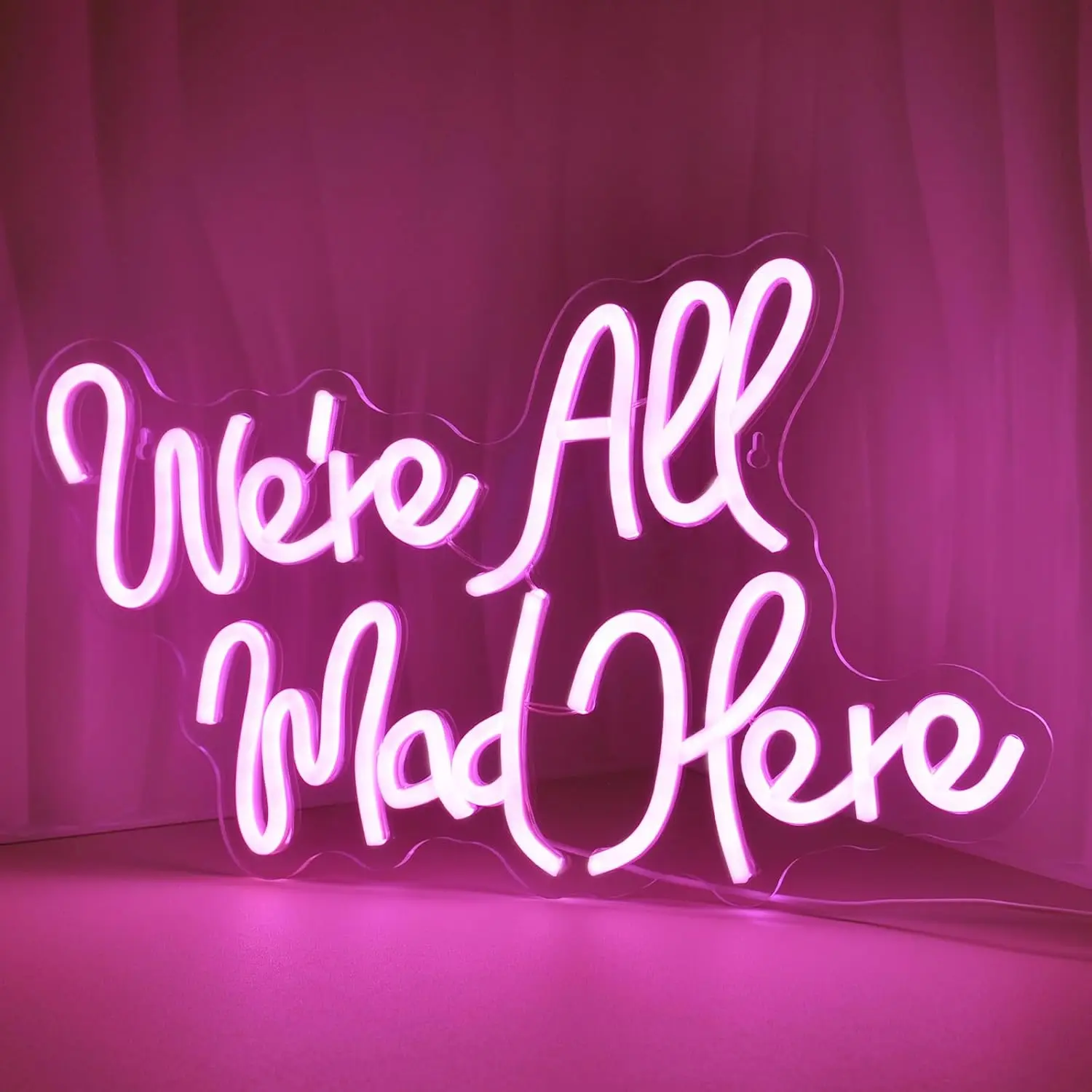 

Неоновая вывеска «We're All Mad Here» – уникальный светодиодный настенный декор для дома, бара, спальни, игровой комнаты, подарок для вечеринки в стиле Шляпника, превращенного в монстра