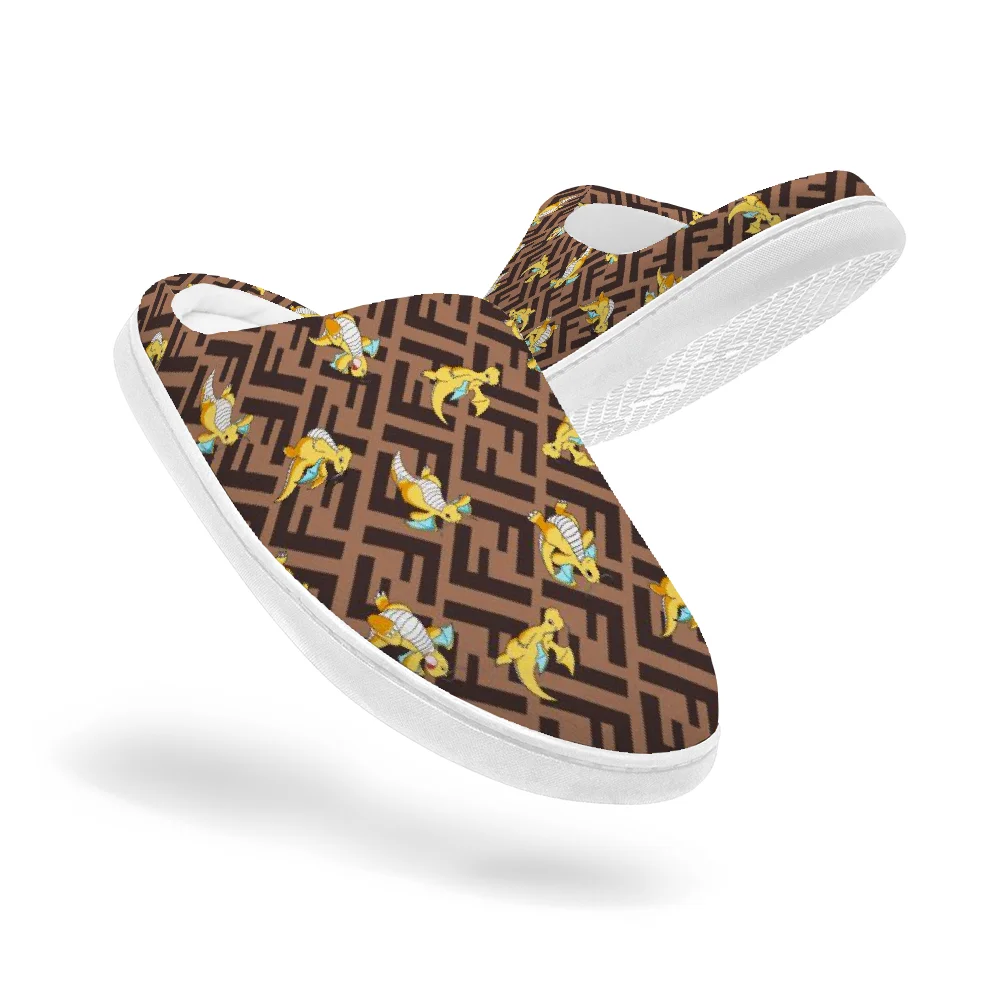 

Dinosaur print Keep Smiling Home Cotton Slippers for High Quality Plush Casual Keep Warm Shoes Thermal Slipper