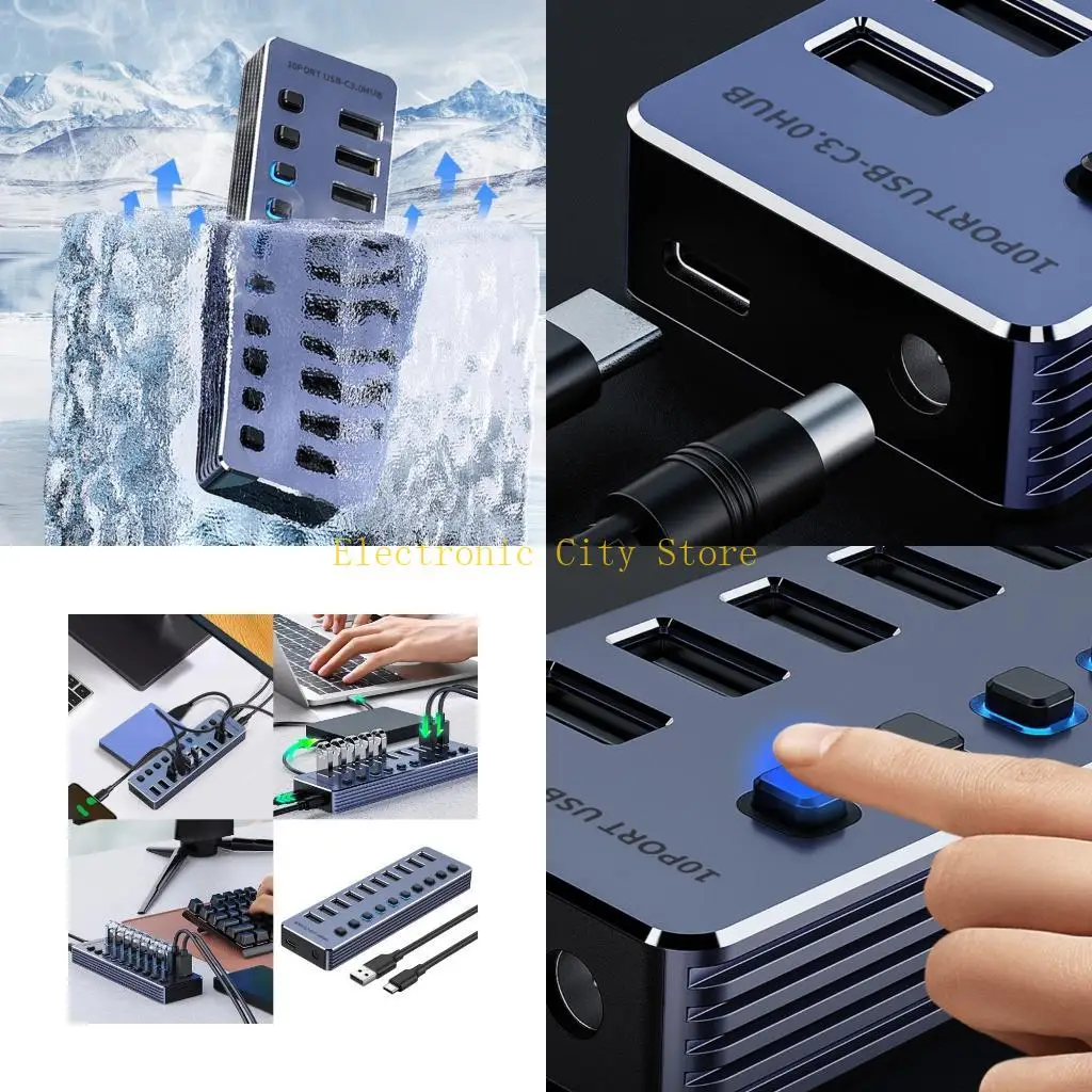 Adattatore della porta USB3.0 4/7/10 con switch indipendenti 5 Gbps Quick Transfer Hu8d