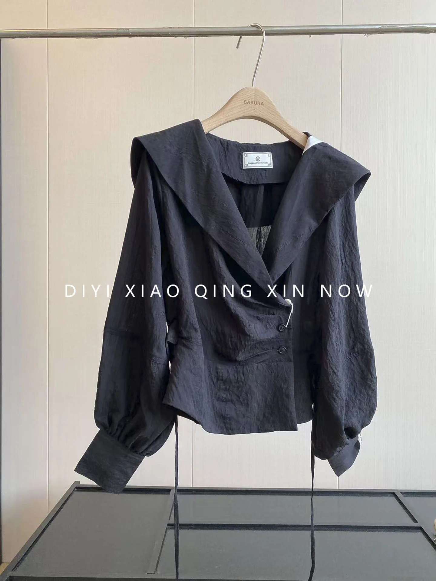 DIYI Women's Shirt Waist Cinching Special Collar Dyed Dark Pattern Gradient Color Long Sleeve Polyester Fiber Commute Style