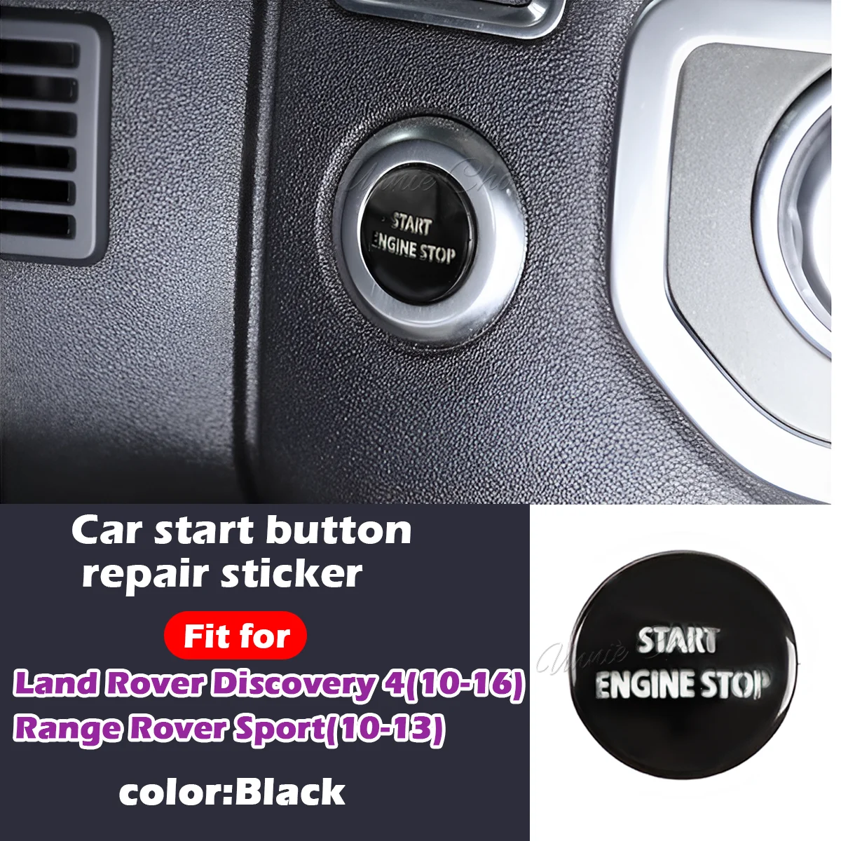 Für Range Rover Sport L320 Motor Start Stop Taste Aufkleber Schwarz Chrom Zündknopf Abdeckung Für Discovery 4 Lr4 2010-2016 – Detail 2