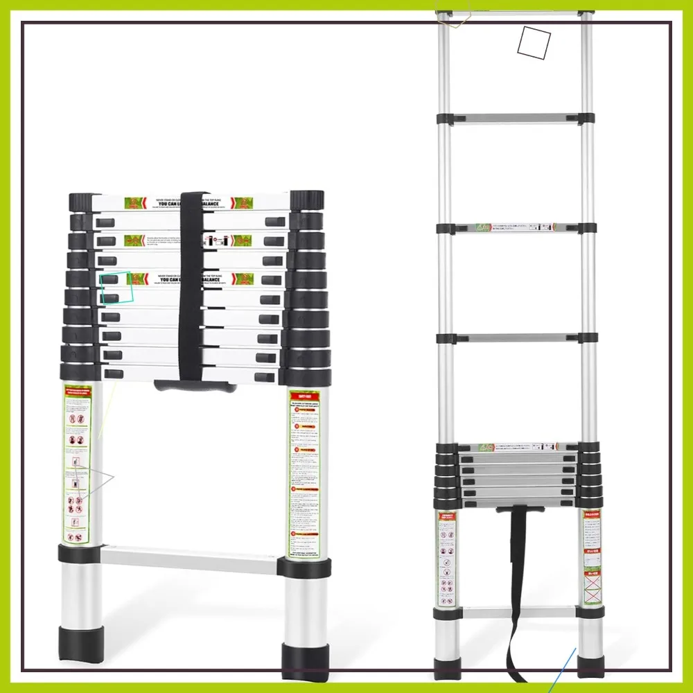 

10.5FT Aluminum Telescoping Ladder with Non-Slip Feet, 330lb Capacity Portable Extension Ladder for Home & Outdoor Work