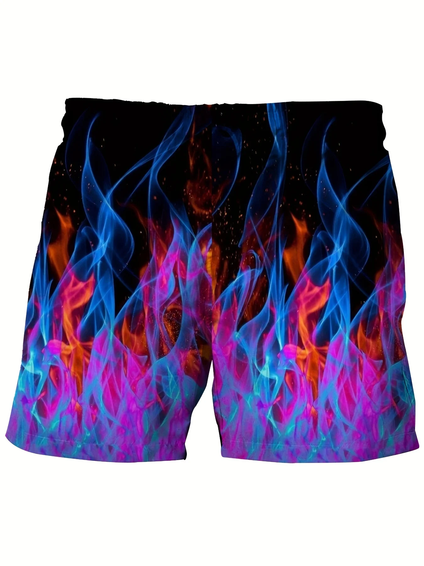 2026 Hot Selling Fashion New Cool 3D Printed Blue Purple Flame Beach Pattern Outdoor Hip Hop Street Wear Shorts Large