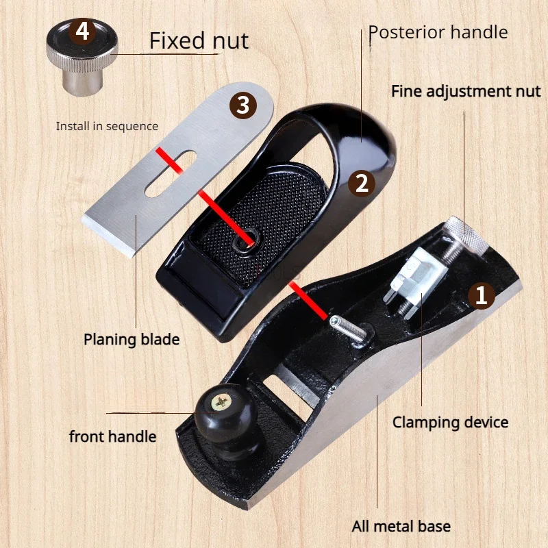 Carpenter Precision Smoothing Wood Plane Mini Metal Handheld Planer Trimming Flat Bottom Edge DIY Hand Planer Edge Corner Plane