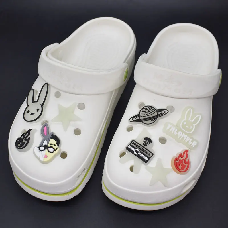 Luminous Shoes Clogs Charms Fluorescence Rabbit Glowing Shoe Charms Accessories Decorations Kids Gift for Clogs Sandals