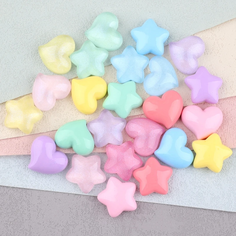 

Resin Hearts Flatback Cabochon 20pcs Pastel Star Shape Supply Decoration Charm Crafts DIY Scrapbooking Heart Shape Charms