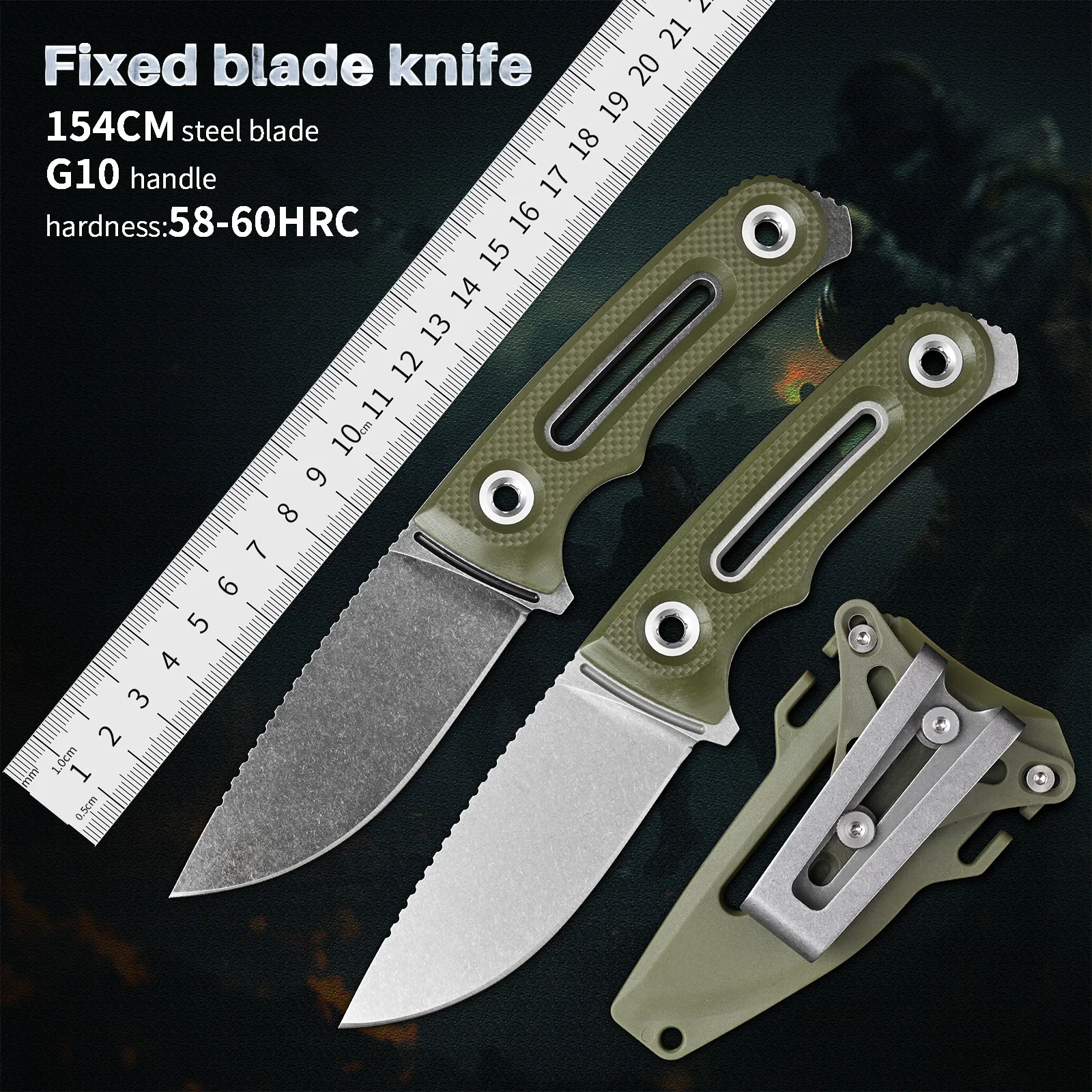 154CM Steel Hunting Fixed Blade Knife Tactical G10 Handle Knife Outdoor Self Defense Tools EDC