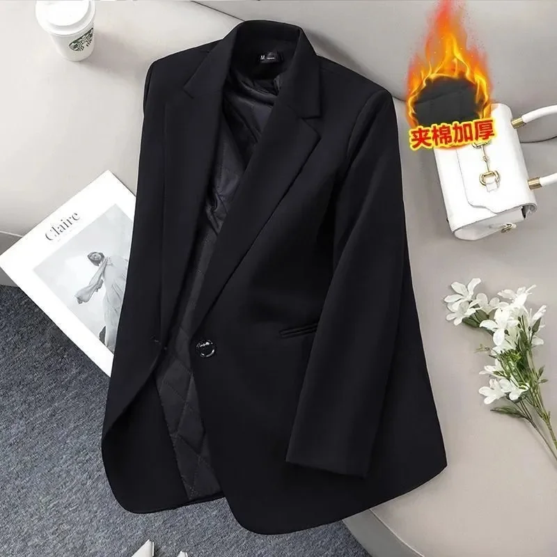 Chaqueta de traje de algodón para mujer, chaqueta de alta calidad para otoño e invierno, abrigo grueso para mujer, prendas de vestir exteriores con temperamento, Top coreano 2025