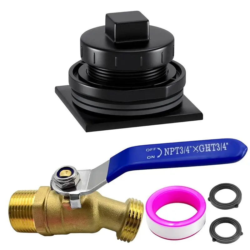 AT21-Brass Faucet& Drain Plug Kit Include For Rubbermaid For 100 150 Gallon Commercial Stock Tanks