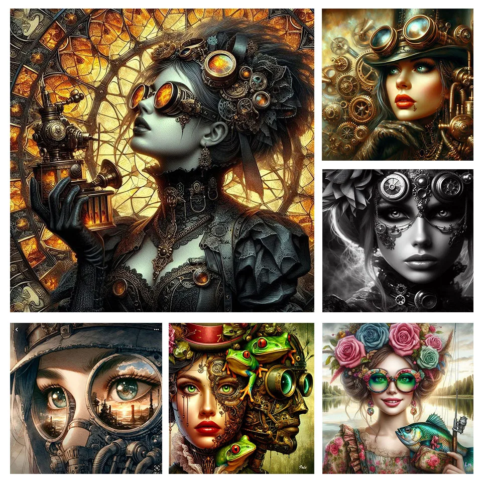 

5D Diamond Painting Punk Woman Portrait Full Round/Square Diamond mosaic Modern Home Decoration Wall Decoration Painting