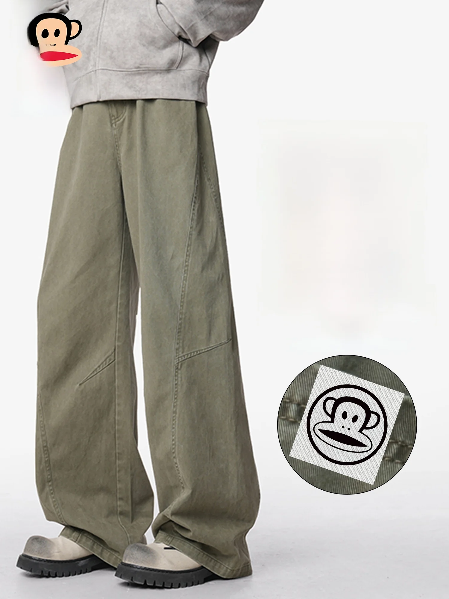 

PaulFrank American Trendy Brand Casual Pants Men's Spring Loose Straight Pure Cotton Workwear Trousers Knife