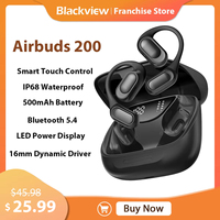 Blackview Airbuds 200 Earphones, 500mAh Open-Ear Wireless Headphones, Touch Control Sports Air Conduction Bass ENC IP68